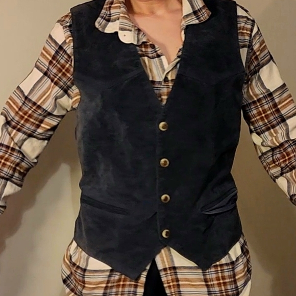 Genuine Leather, Navy Blue Dress Vest - Picture 6 of 6